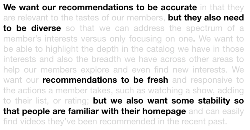 Netflix struggle between familiar experience and giving different recommendations