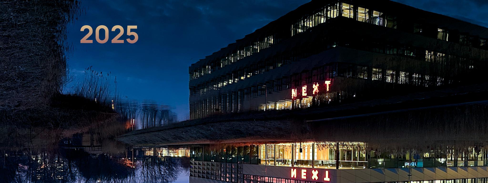 A building with ‘NEXT’, flipped